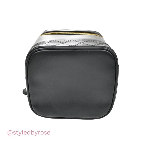 Authentic Vintage Chanel Vanity Case Collectible – 24k Gold + Black Calfskin - Picture 6 of 10